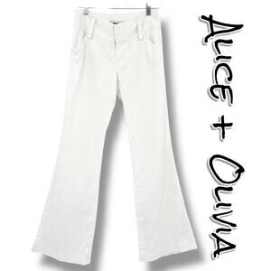 Alice + Olivia Wide Leg Linen Blend Pants White Trouser Womens Sz XS